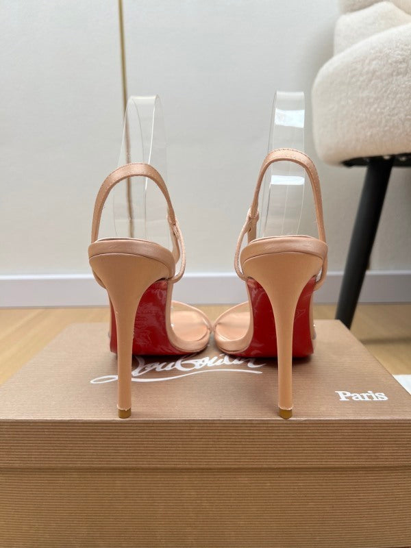 Loubigirl chain 100 sandali in pelle impreziositi beige