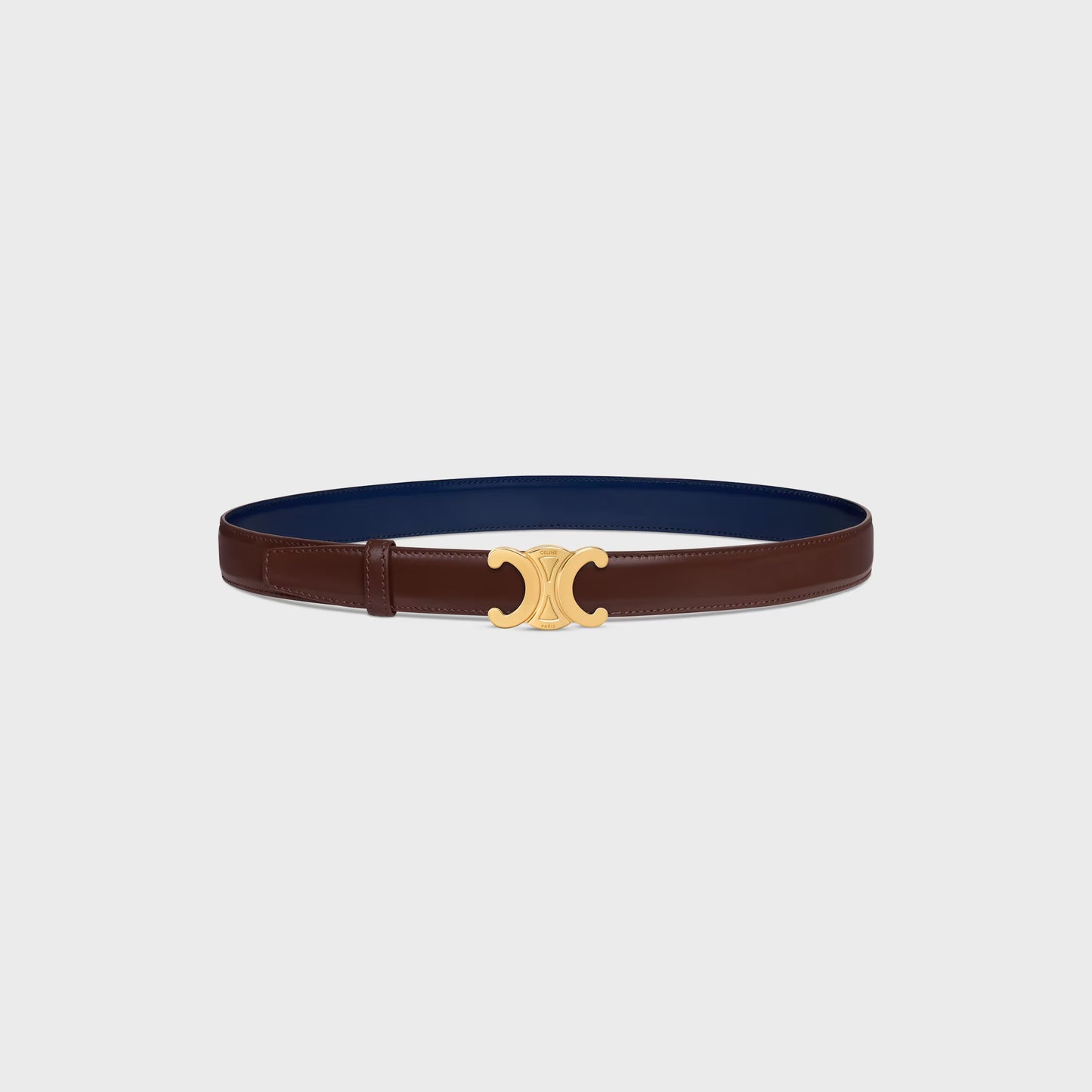 FIBBIA TRIOMPHE E TRACOLLA REVERSIBILE DA 25 MM Navy con fibbia in oro Uomo