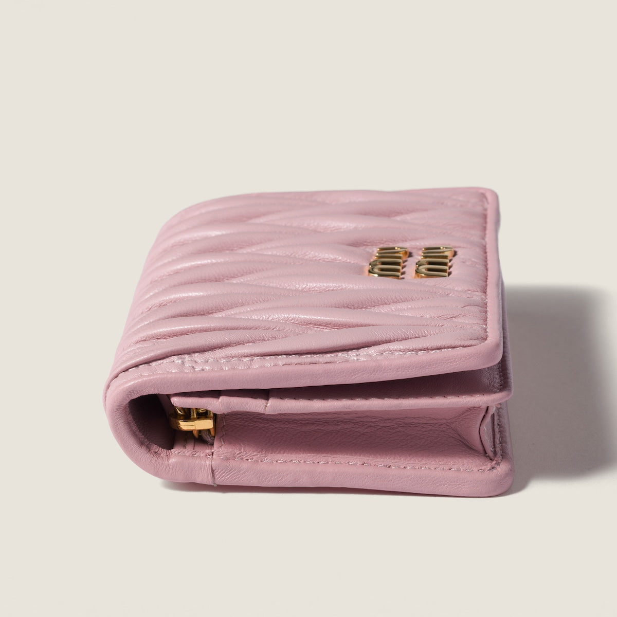 Small quilted nappa leather wallet in pink