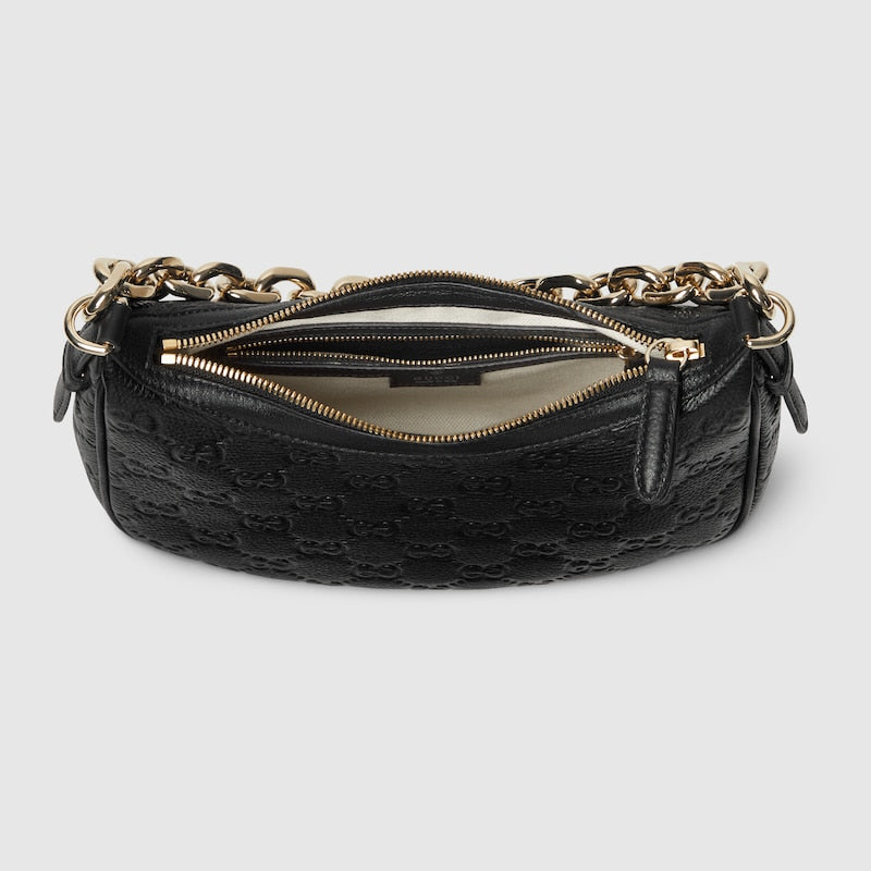 Borsa a Spalla GG Emblem Misura Media Nera