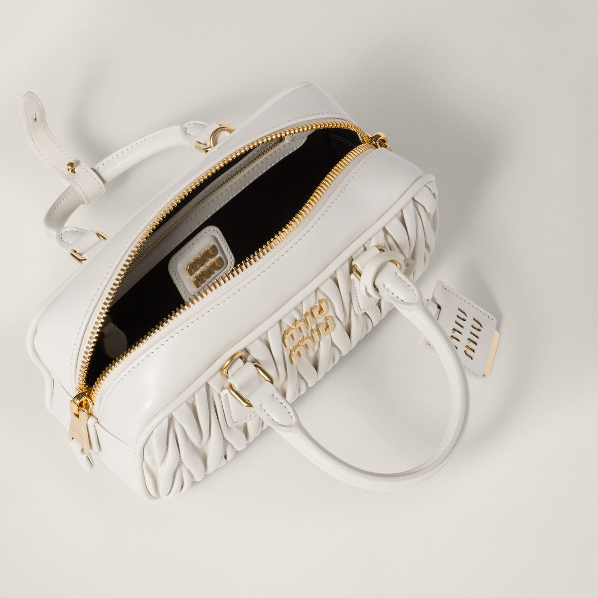 Regular Arcadie bag in white quilted nappa leather