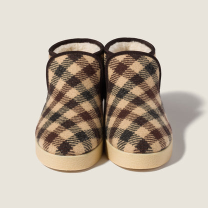 Stiefeletten aus Kamel-/Blauwolle und Schaffell
