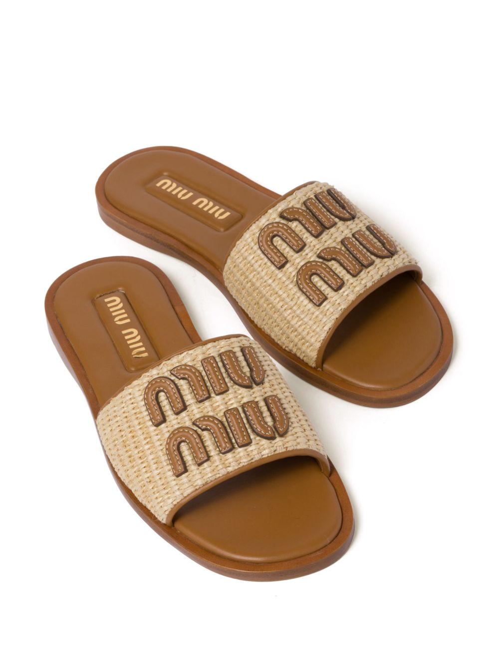 Beige raffia logo sandals