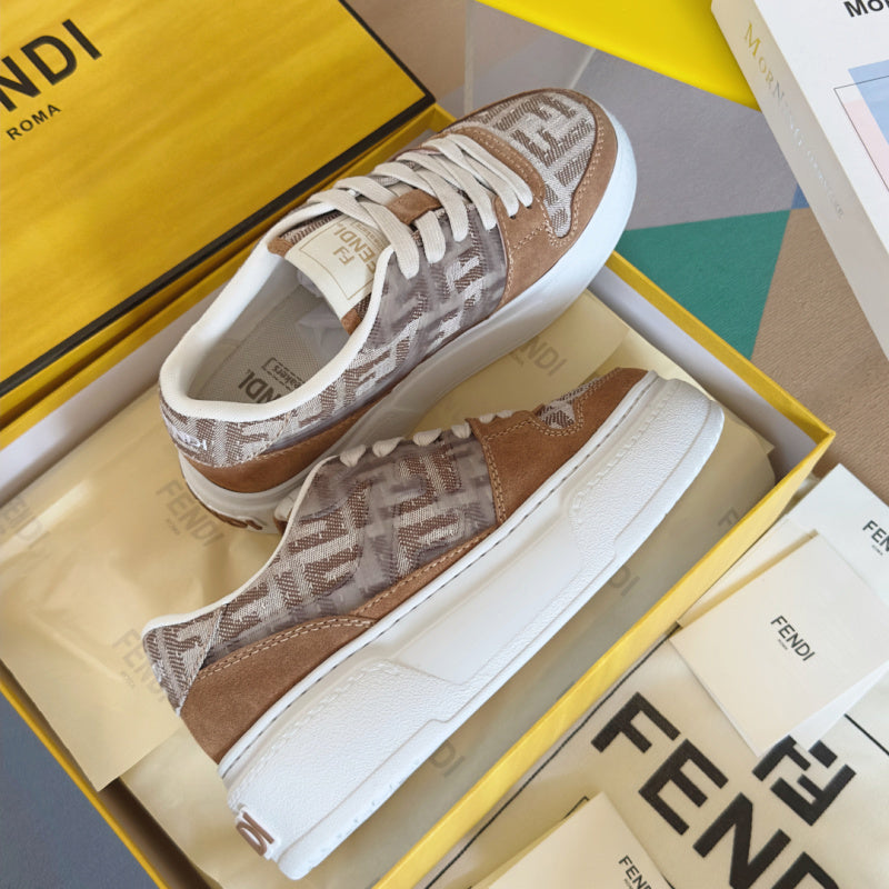 Match FF Fabric Canvas platform sneakers in beige