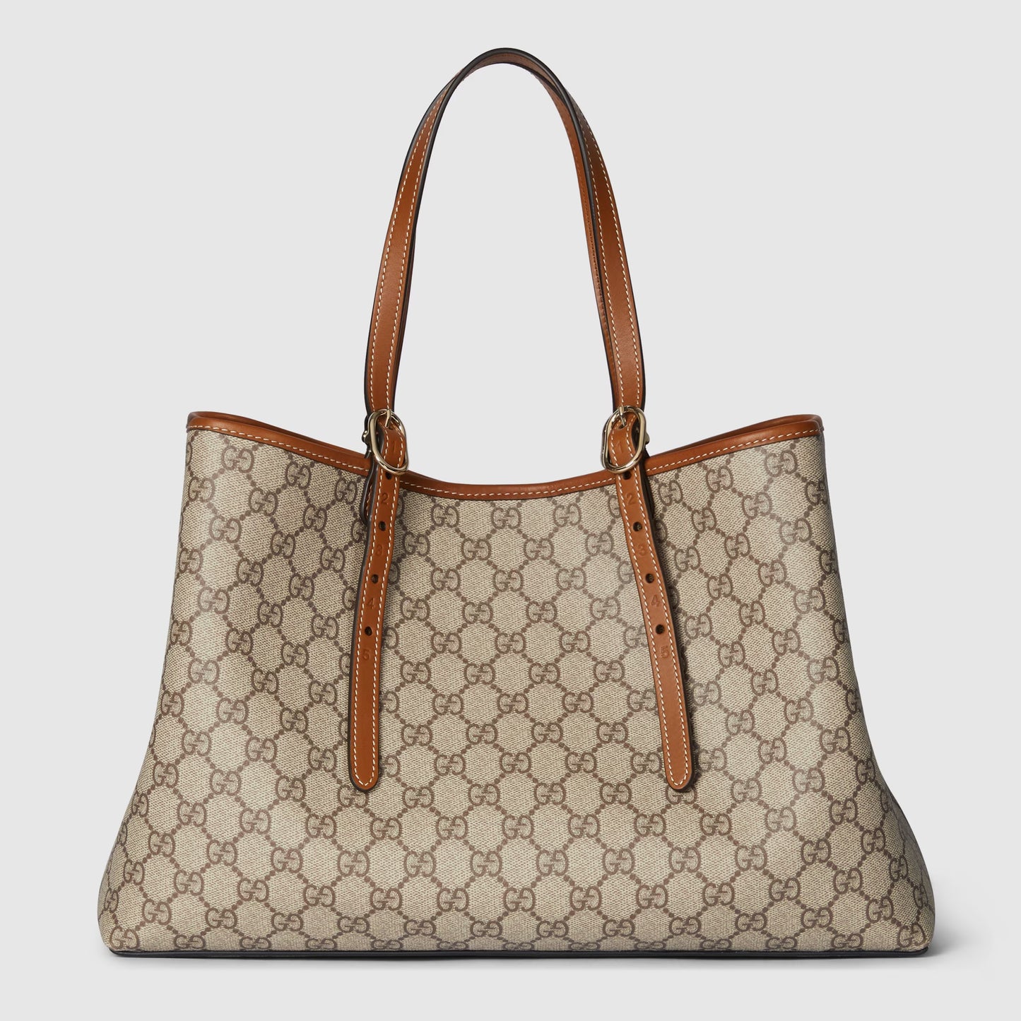 GG Large Tote Bag in Beige and Dark Brown