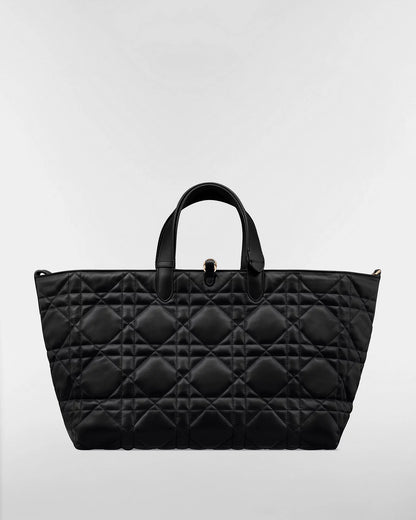 Borsa grande Dior Toujours in Pelle di vitello Macrocannage nera