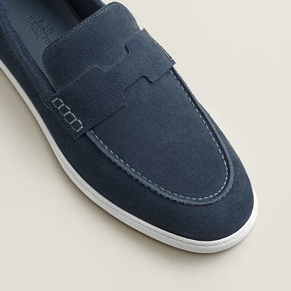 Dark blue suede loafer