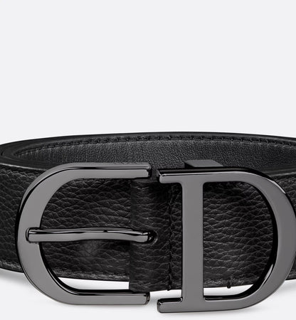 Men's 33mm black hammered calfskin leather belt