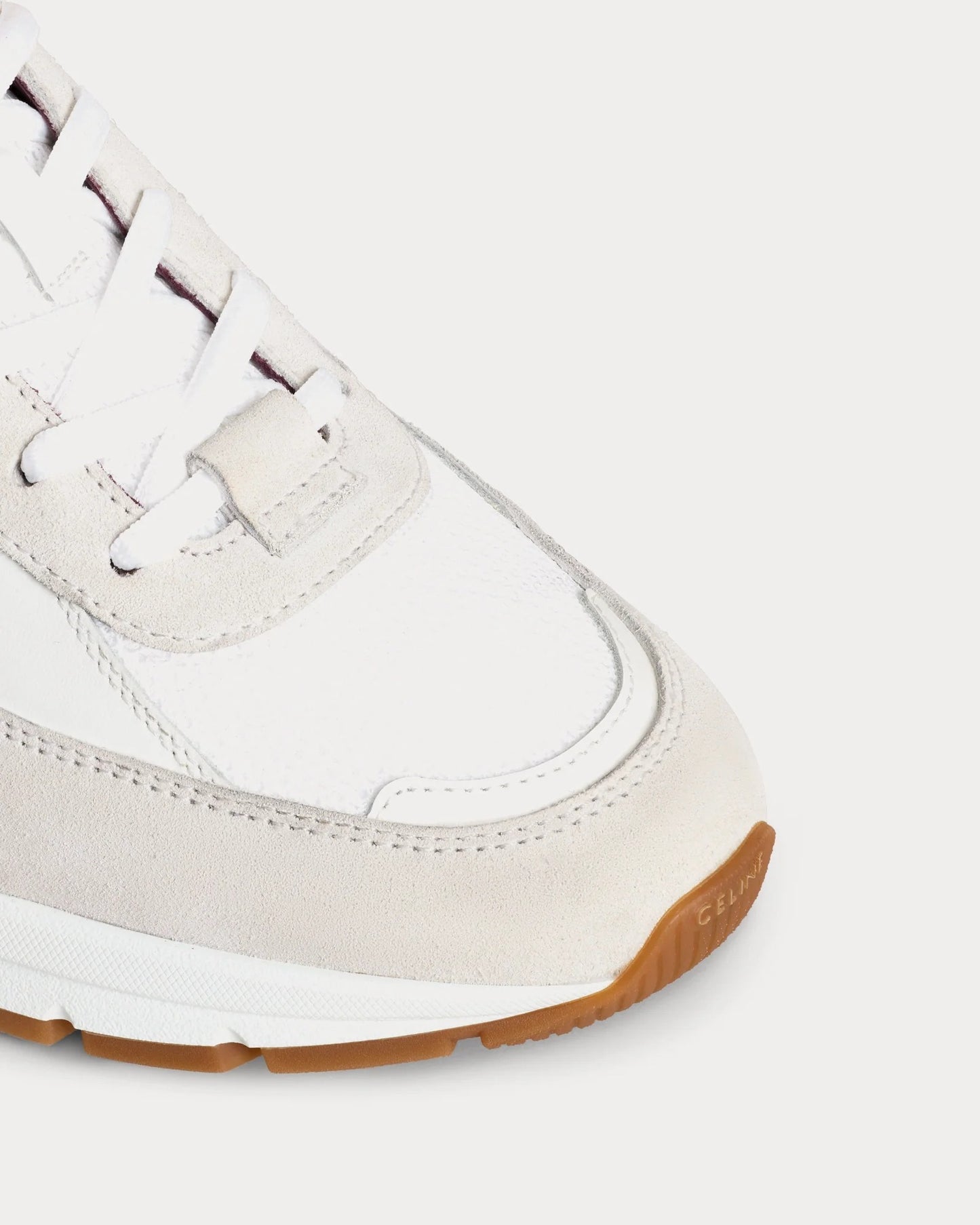 CR-03 Runner sneakers basse in mesh pelle scamosciata e pelle di vitello bianco ottico / beige / bordeaux