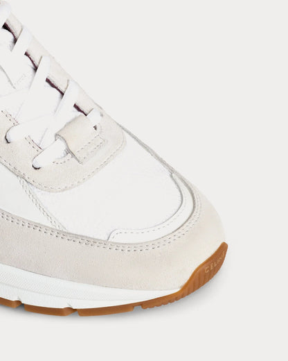 CR-03 Runner sneakers basse in mesh pelle scamosciata e pelle di vitello bianco ottico / beige / bordeaux