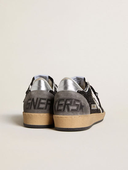 Glitter with leather star and laminated leather heel tab