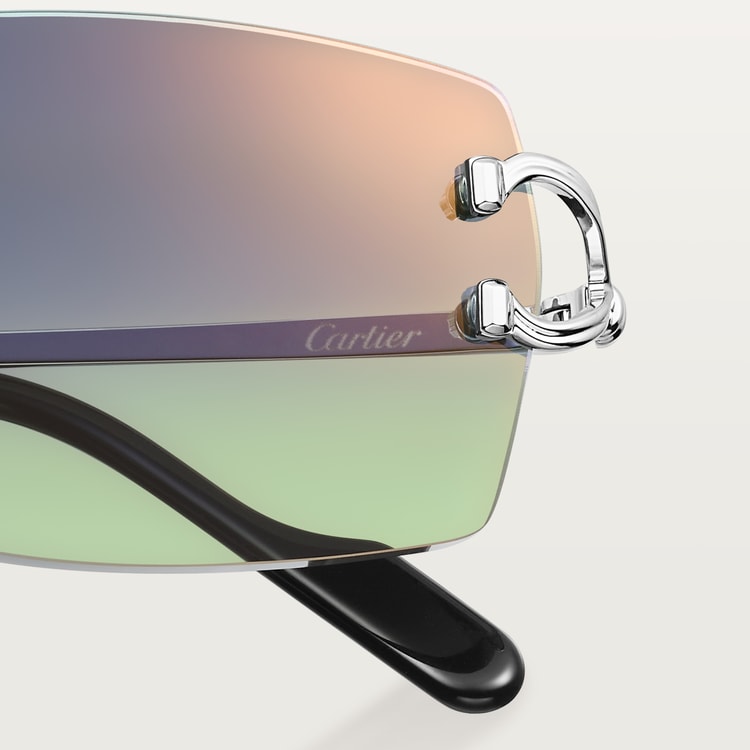 Men's classic sunglasses with C pattern and blue and green gradient lenses