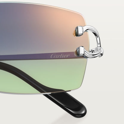 Men's classic sunglasses with C pattern and blue and green gradient lenses