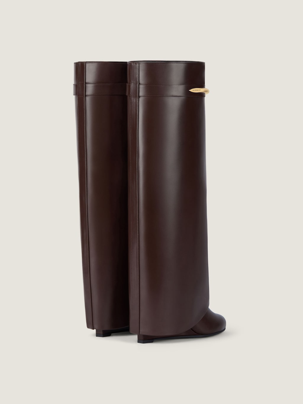 Ebony Brown Leather Shark Boots