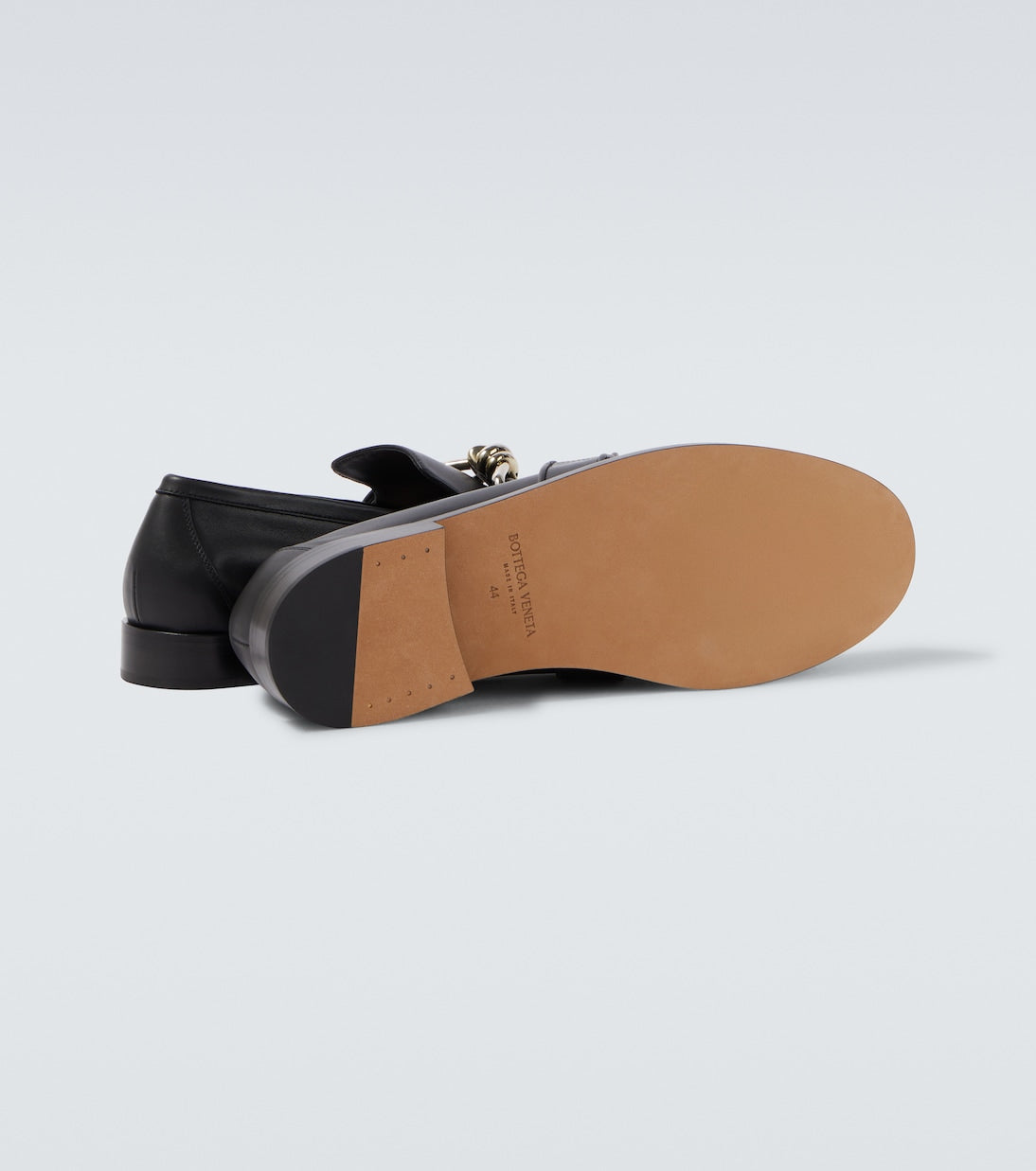 Astaire Knot loafers in black smooth leather with silver buckle