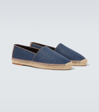 Canvas espadrilles with blue suede trim