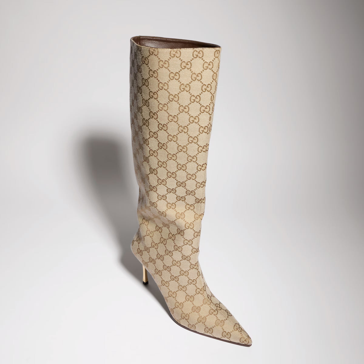 Stivale Bombshell Donna in Tessuto GG sabbia e marrone scuro