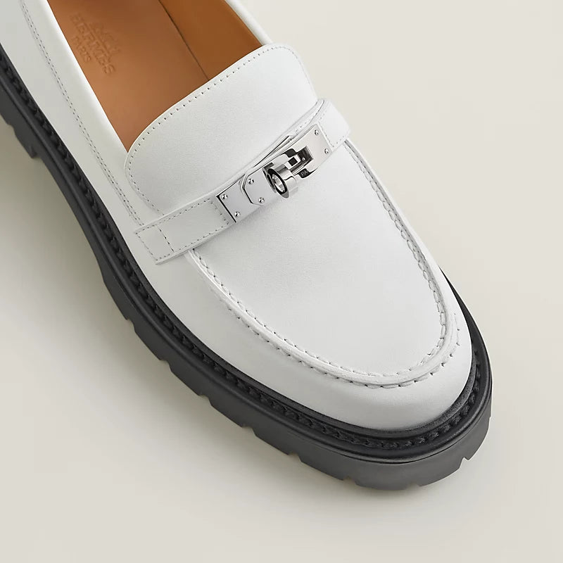 White leather Icon loafers