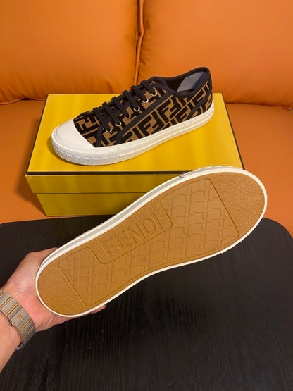 Domino Low-Top Sneakers In brown fondant FF fabric