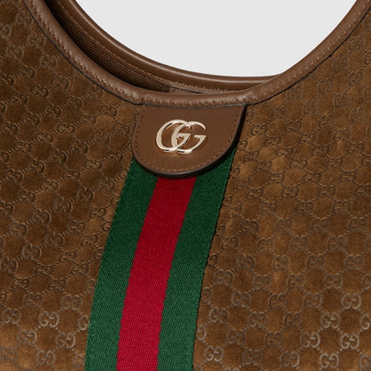 Small GG Giglio shopping bag in brown suede