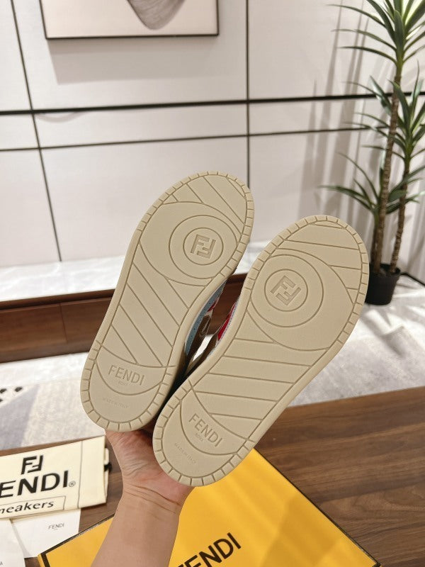 Ecru leather Match sneakers with red leather details