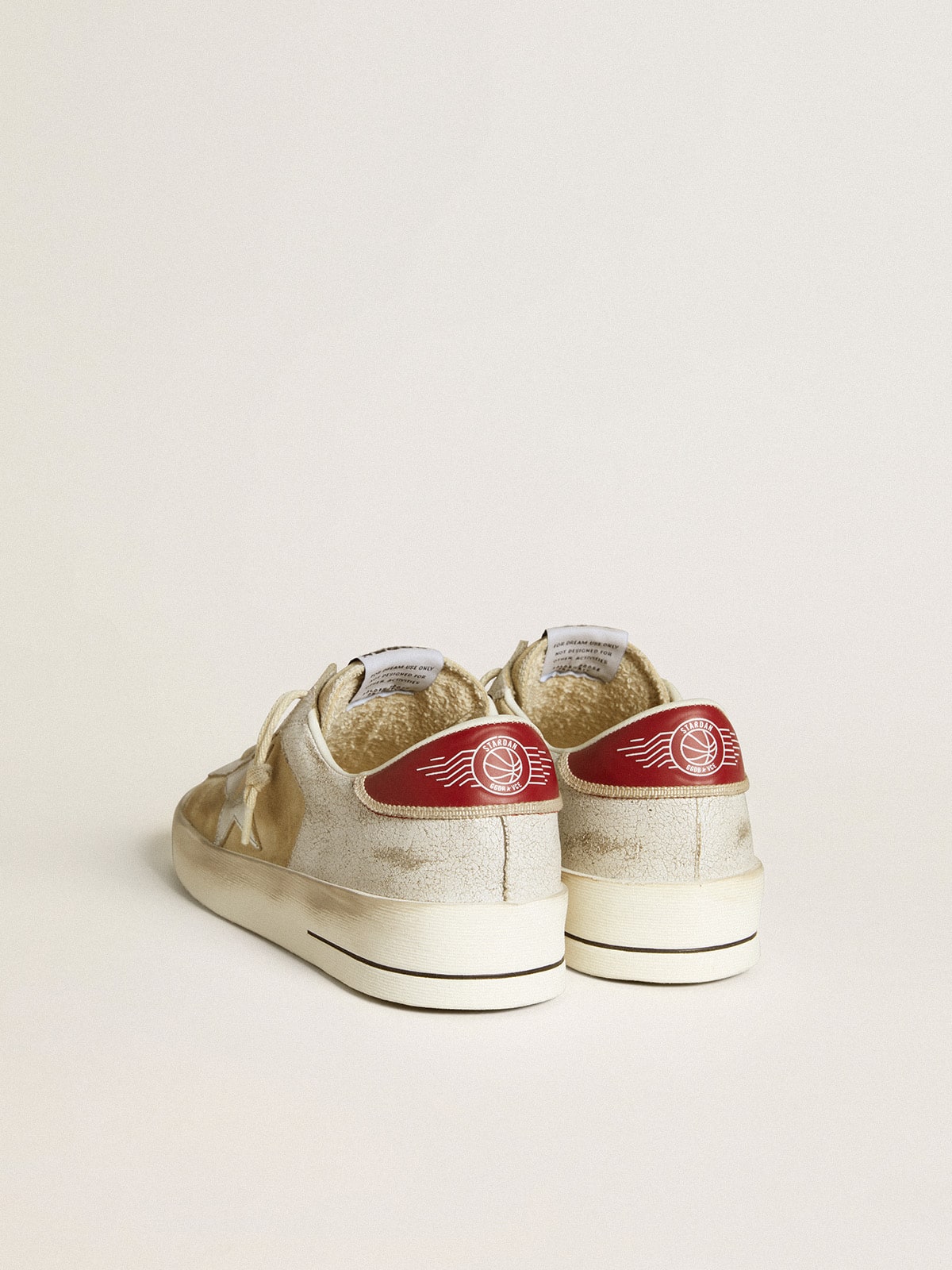 Nubuck and crackled leather with silver laminated leather star