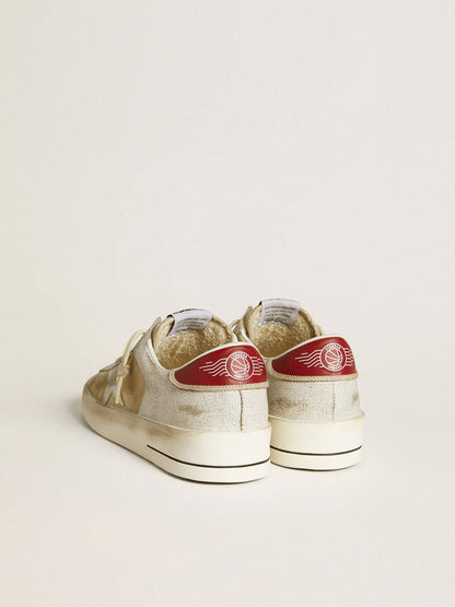 Nubuck and crackled leather with silver laminated leather star