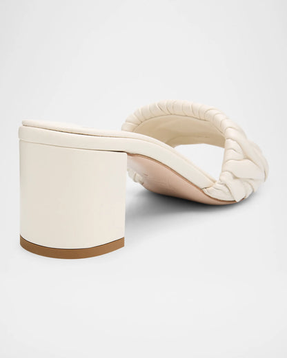 White quilted leather high-heeled sandals