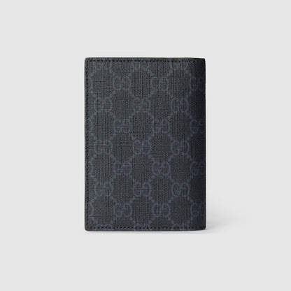 GG passport holder with grey interior GG supreme black fabric