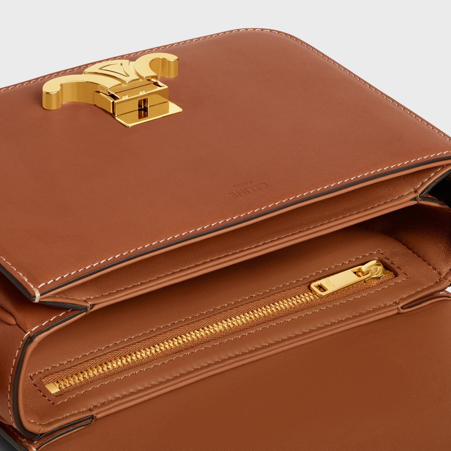 Borsa Teen Triomphe in pelle di vitello naturale CUOIO