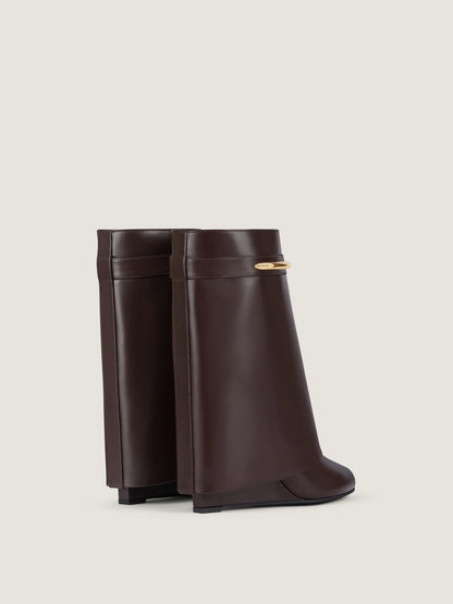 Ebony brown leather Shark ankle boots