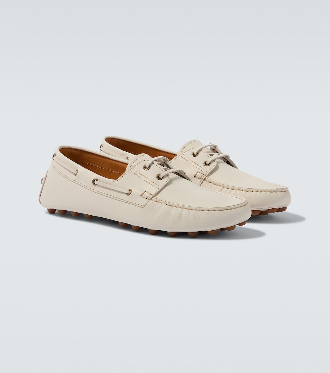 White leather loafers