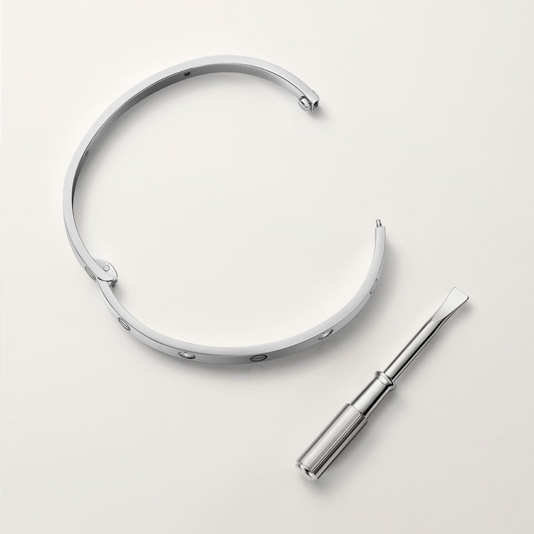 LOVE bracelet, medium model, 4 diamonds, silver