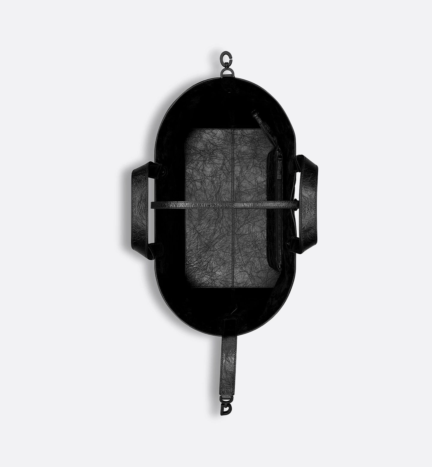 Medium Toujours Bag in Black Crinkled Calfskin with Macrocannage Motif