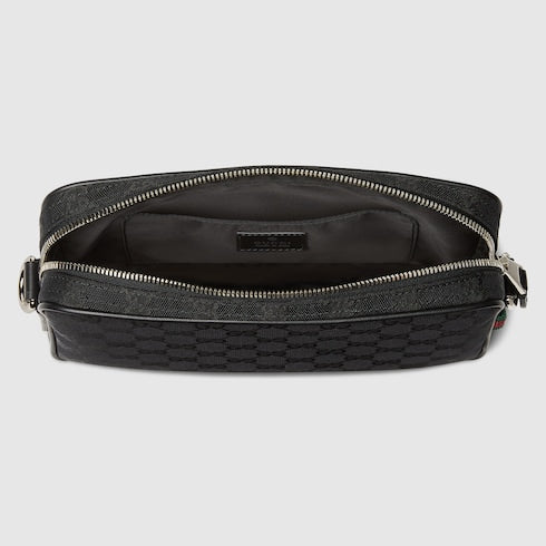 Borsa a tracolla in tessuto GG nero misura piccola