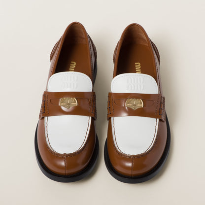 Cognac/White Leather Loafers