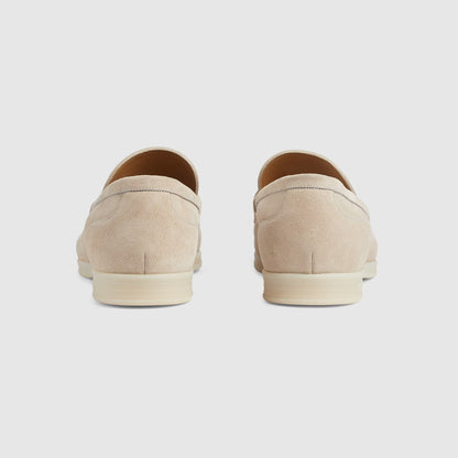 Mocassino uomo con Morsetto pelle scamosciata beige