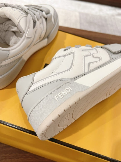 Grey leather Match sneakers with white leather details