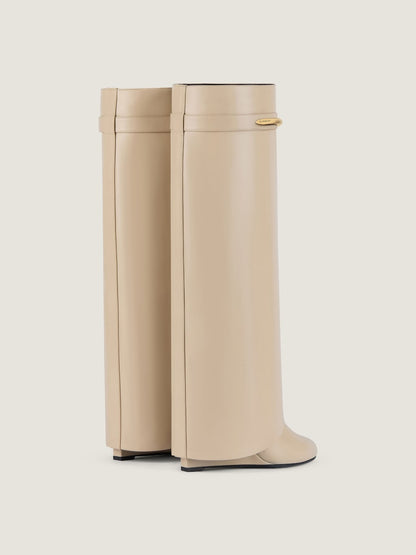 Beige leather Shark boots