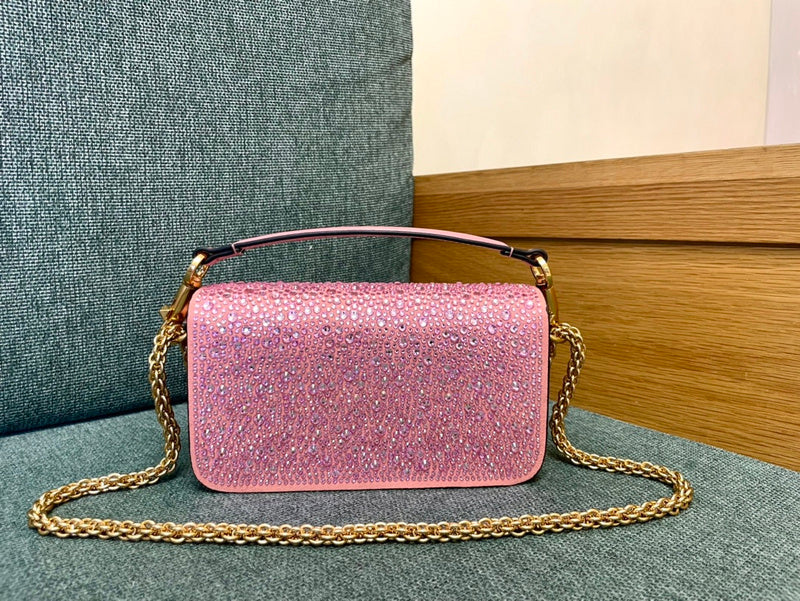 Borsa Valentino Diamond Mini rosa glitterata