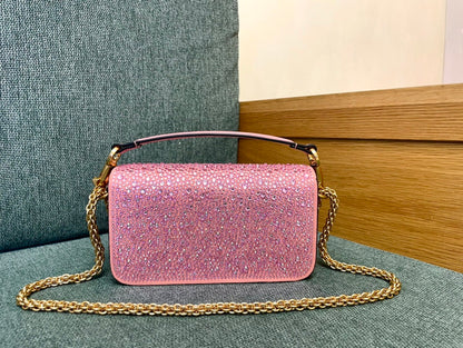 Borsa Valentino Diamond Mini rosa glitterata