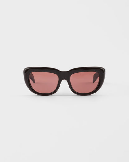 Black rectangular acetate sunglasses with Cigar Lenses