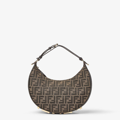 Borsa in tessuto jacquard Fendigraphy Small Brown FF