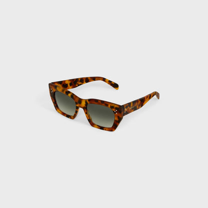 Occhiali da sole cat-eye S342 in acetato avana maculato donna