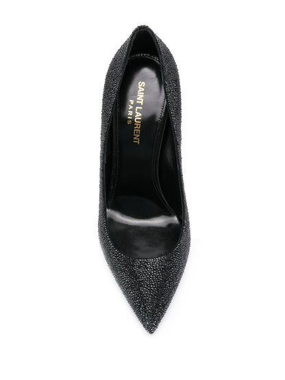 Opyum décolleté in black glitter calfskin