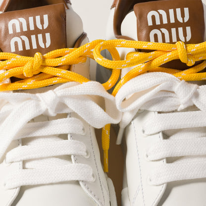 White/brown leather sneakers