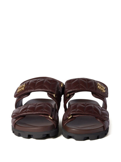 Bordeaux quilted leather sports sandals