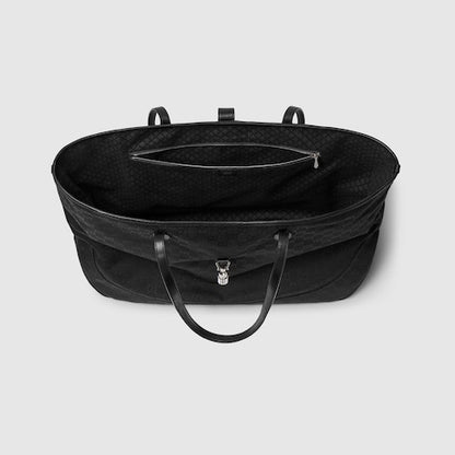Black GG Jackie large fabric shopping bag