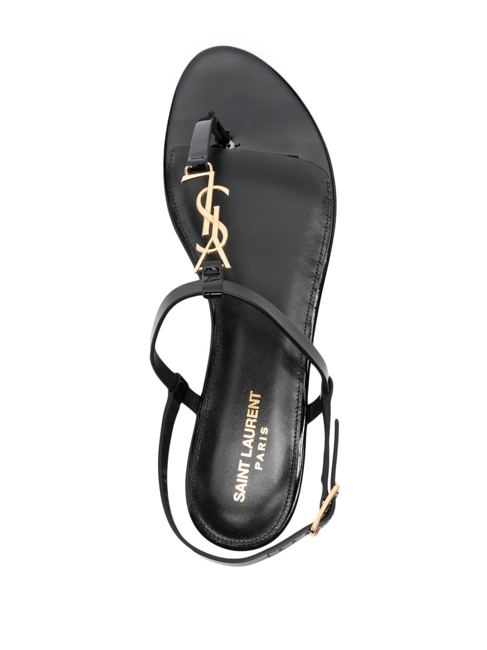 Black leather Cassandra logo plaque sandals