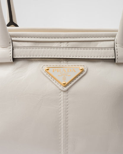 Bonnie mittelgroße Handtasche aus weißem Leder